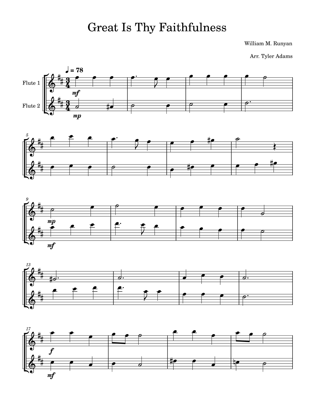Great Is Thy Faithfulness (Flute Duet) (arr. Tyler Adams)