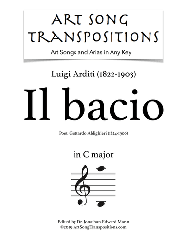 ARDITI: Il bacio (transposed to C major) (arr. ArtSongTranspositions.com)