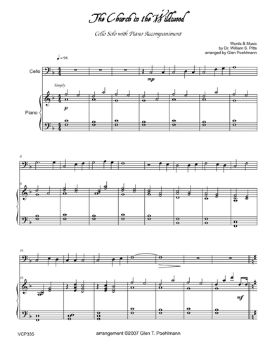THE CHURCH IN THE WILDWOOD - CELLO SOLO with Piano Accompaniment (arr. Glen Poehlmann)