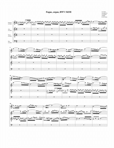 Fugue for organ, BWV 543/II (Arrangement for 4 recorders) (arr. Gil Garty)