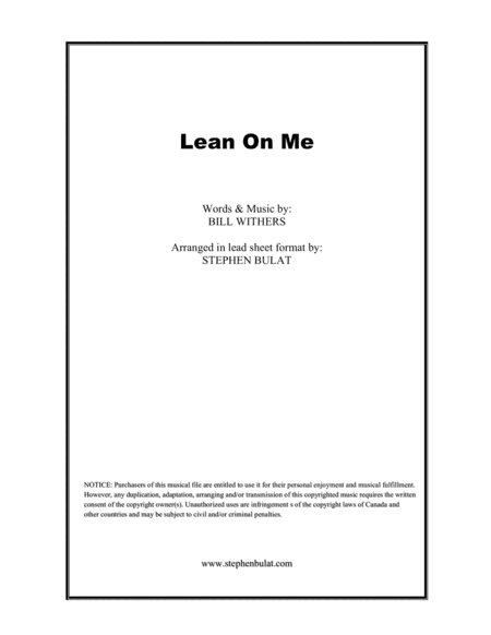 Lean On Me (arr. Stephen Bulat)