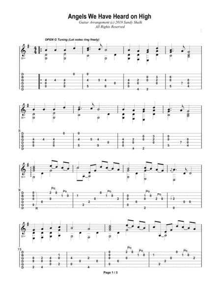 Angels We Have Heard on High (OPEN G Fingerstyle Guitar) (arr. Sandy Shalk)