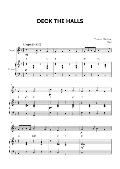 Deck the Halls (for Oboe and Piano) (arr. Cadenza Editions)