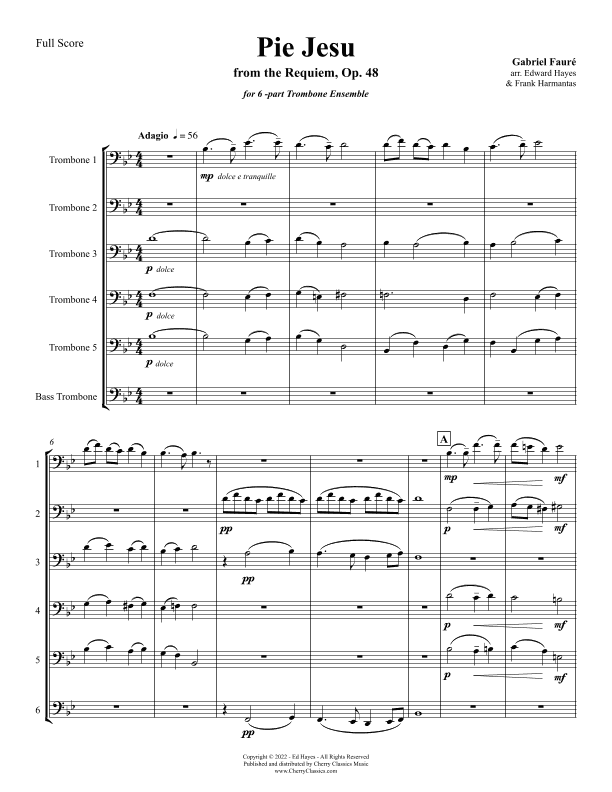 Pie Jesu from the Requiem, Op. 48 for 6-part Trombone Ensemble (arr. Ed Hayes and Frank Harmantas)