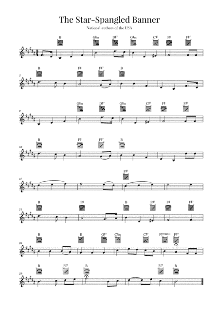 The Star Spangled Banner (National Anthem of the USA) - Guitar - B Major (arr. Cadenza Editions)