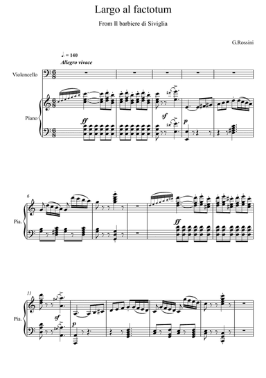 Gioachino Rossini - Largo al Factotum -  Il barbiere di Siviglia (Violoncello Solo) (arr. André Laitano)