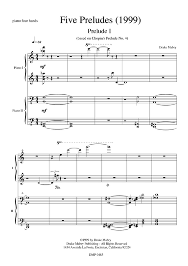 Five Preludes for Piano 4H (1999)