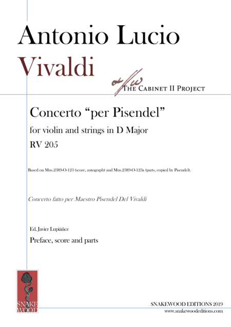 Vivaldi Concerto in D Major for violin and orchestra RV 205 (arr. Sneakwood Editions)