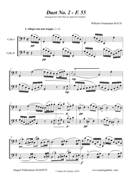 WF Bach: Duet No. 2 for Cello Duo (arr. James M. Guthrie, ASCAP)