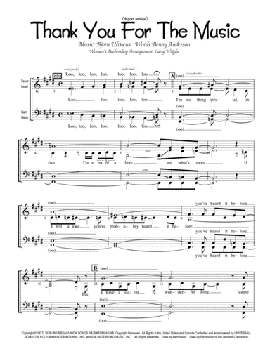 Thank You For The Music (arr. Larry Wright)