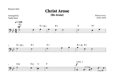 Christ Arose (He Arose) -  Bassoon Solo (with chords) (arr. Valdir Maia)