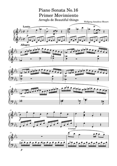 Piano Sonata No.16 (Primer Movimiento)-Beautiful things (arr. Beautiful things)