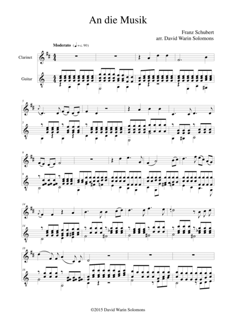 An die Musik for clarinet and guitar (arr. David Warin Solomons)