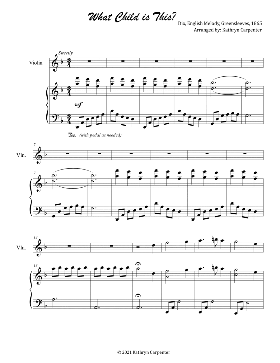 What Child is This? (Piano and Violin) (arr. Kathryn Carpenter)