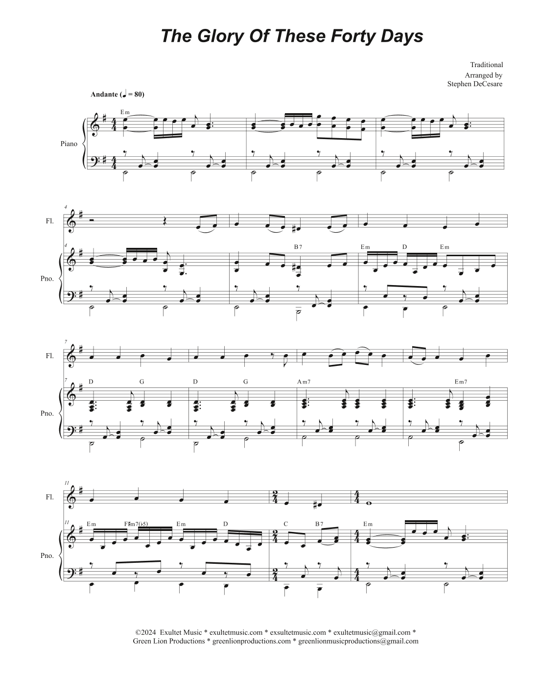 The Glory Of These Forty Days (Flute solo and Piano) (arr. Stephen DeCesare)