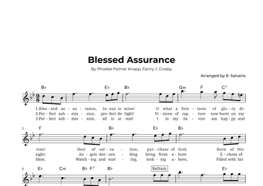 Blessed Assurance (Key of B-Flat Major) (arr. R. Salvario)