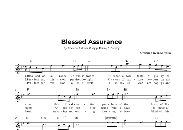 Blessed Assurance (Key of B-Flat Major) (arr. R. Salvario)