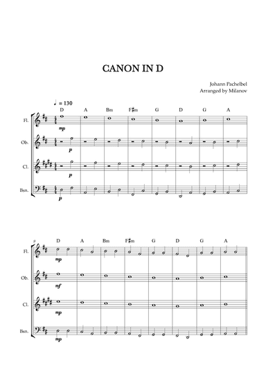 Canon in D | Pachelbel | Woodwind quarted (arr. Milanov)