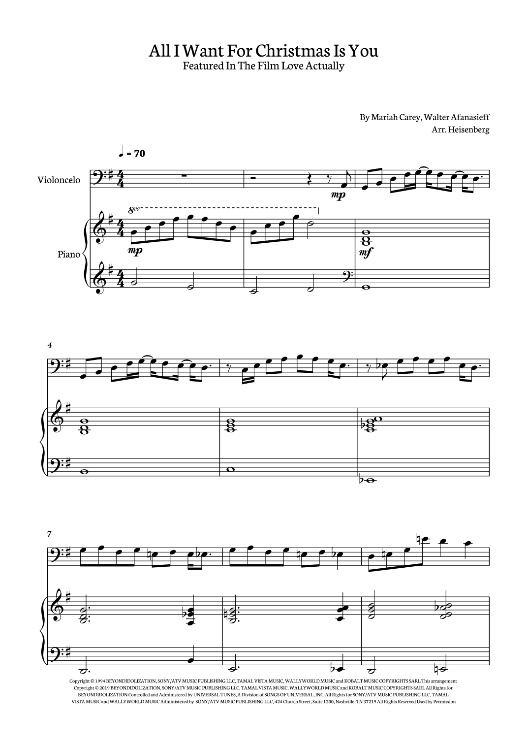 All I Want For Christmas Is You (arr. Heisenberg)