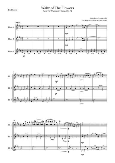 Waltz of The Flowers - from Nutcracker (P. I. Tchaikovsky) for Flute Trio (arr. Fernando Britto, Fabio Britto)
