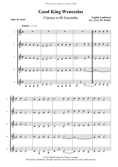 Good King Wenceslas (arr. Gert Th. Walter)