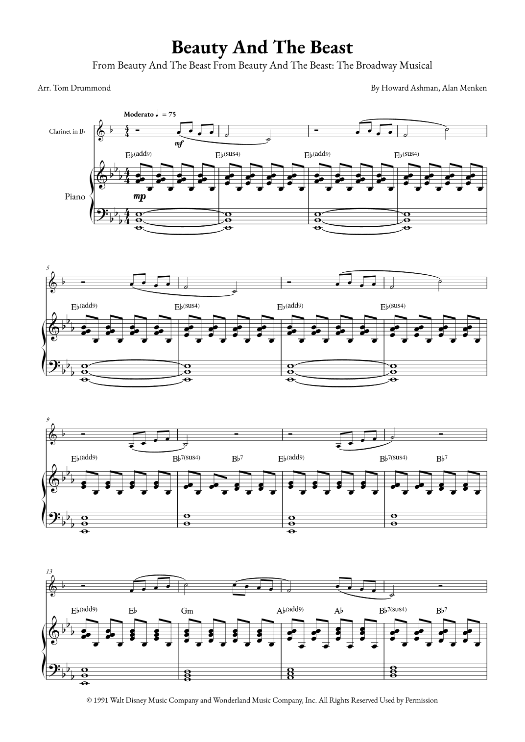 Beauty And The Beast (arr. Tom Drummond)