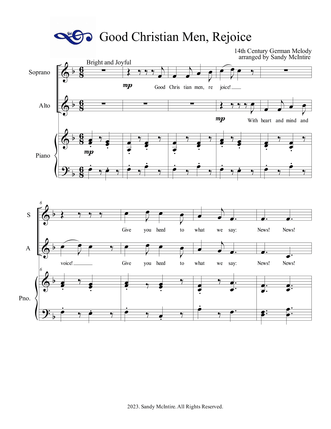 Good Christian Men, Rejoice (arr. Sandy McIntire)