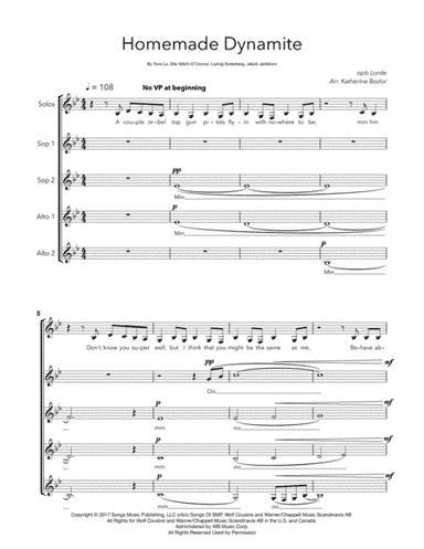 Homemade Dynamite (arr. Katherine Bodor)
