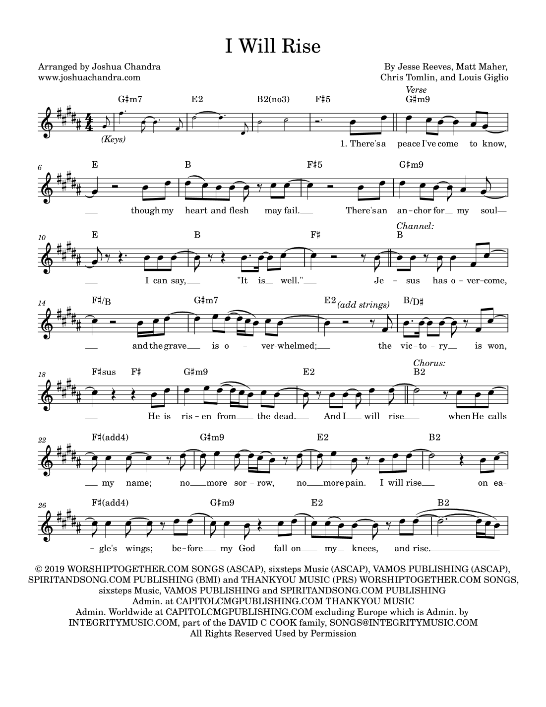 I Will Rise (arr. Joshua Chandra)