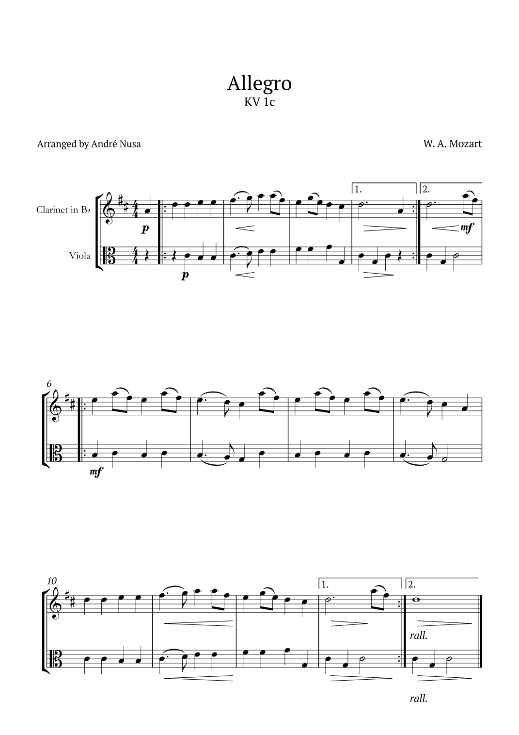 Allegro K1c (arr. André Nusa)