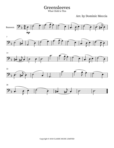 Greensleeves (arr. Dominic Meccia)