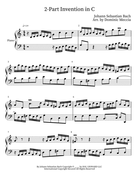 Two-part Invention In C (arr. Dominic Meccia)