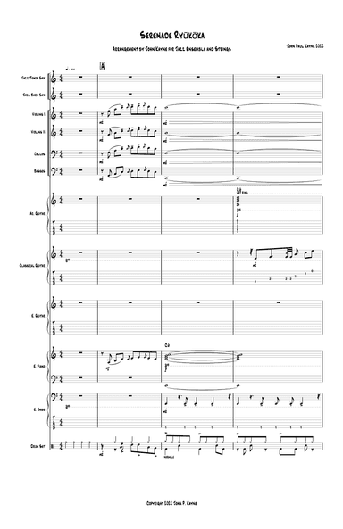 Seranade Ryu¯ko¯ka in C Maj for jazz ensemble & strings;Jazz font - Score Only
