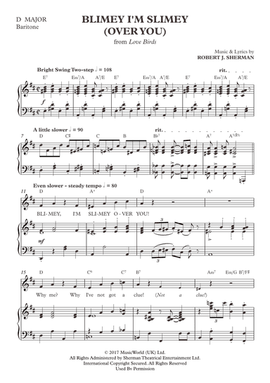 Blimey I'm Slimy (Over You)  (D Major)