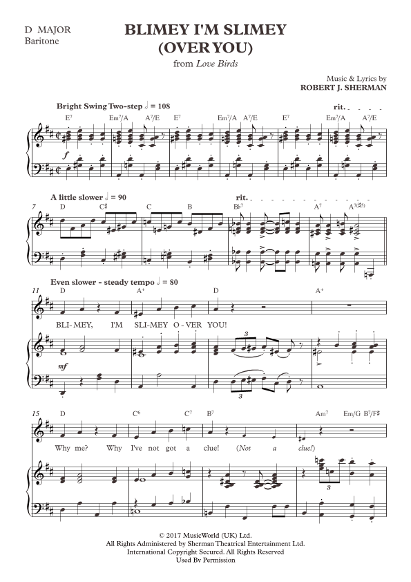 Blimey I'm Slimy (Over You)  (D Major)