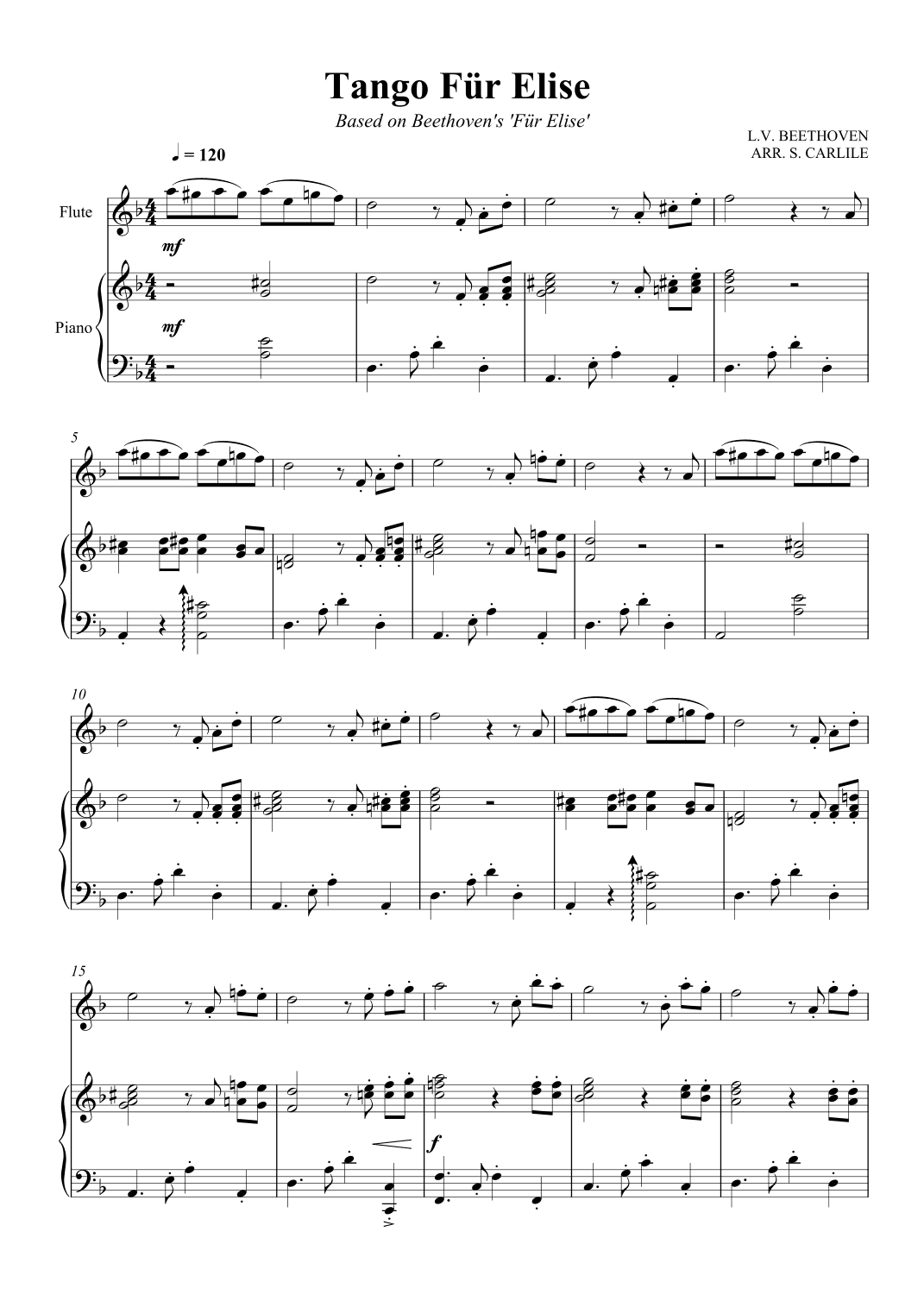 Tango Fur Elise (Based on Beethoven's Für Elise) (arr. SCMusic)