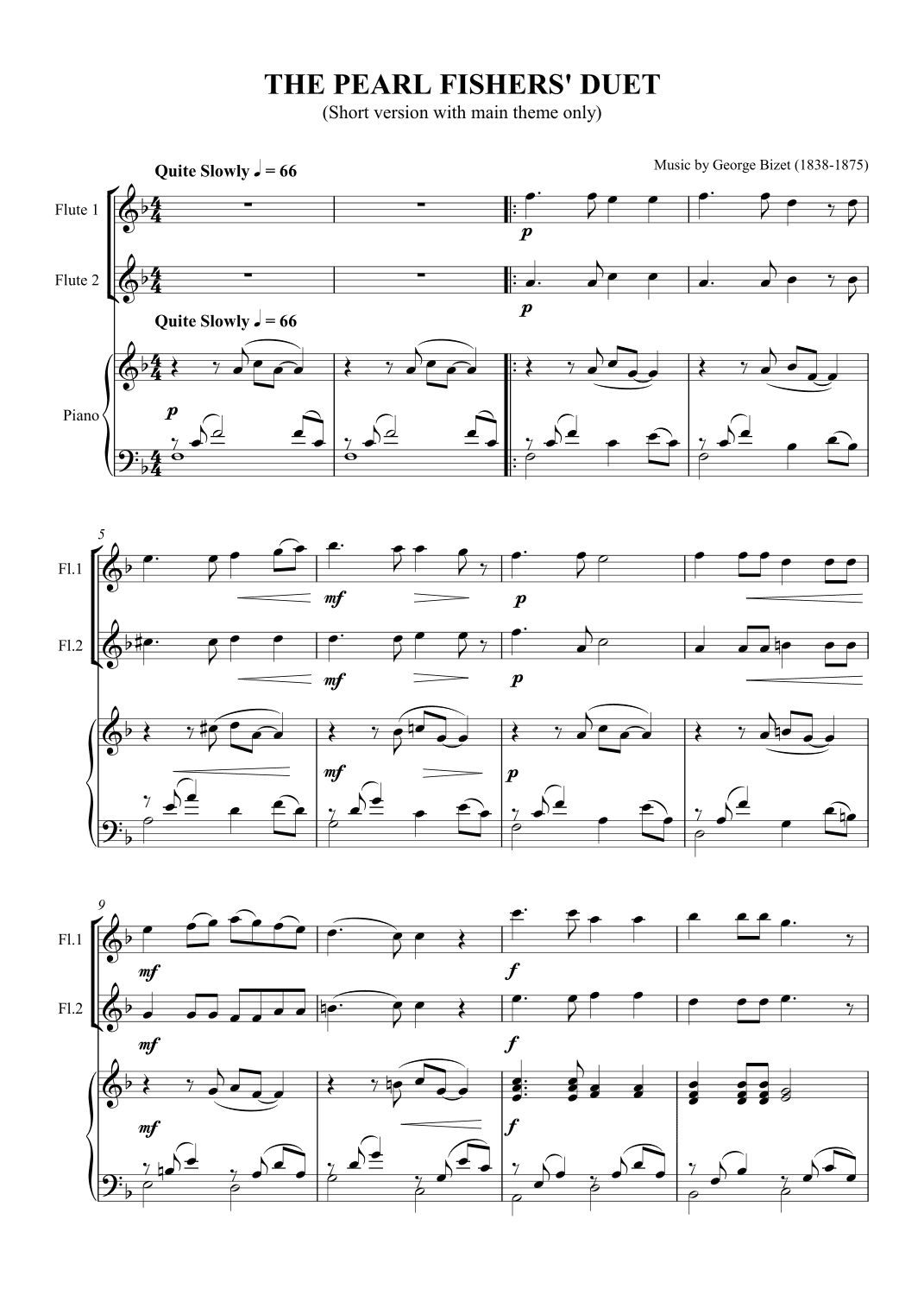 The Pearl Fishers' Duet (Short version) (arr. SCMusic)