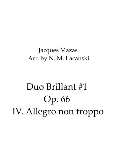 Duo Brillant #1 Op. 66 IV. Allegro non troppo (arr. Nick Lacanski)