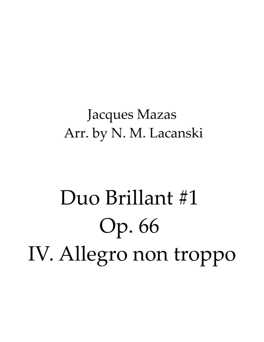 Duo Brillant #1 Op. 66 IV. Allegro non troppo (arr. Nick Lacanski)