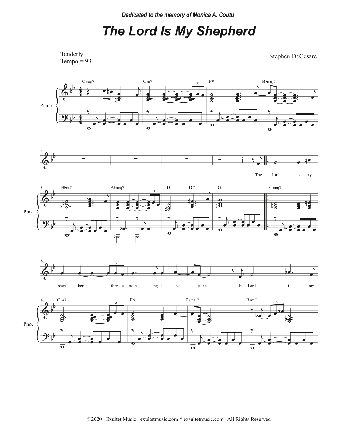 The Lord Is My Shepherd (Unison Choir - Medium Key)