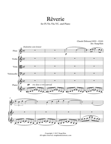 Reverie for Fl. Vn. Vla. Vc. and Piano (arr. Sung Kim)