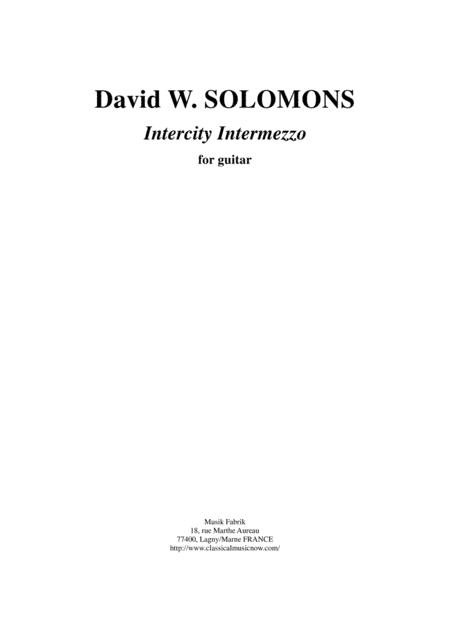 David Warin Solomons:  Intercity Intermezzo for solo guitar