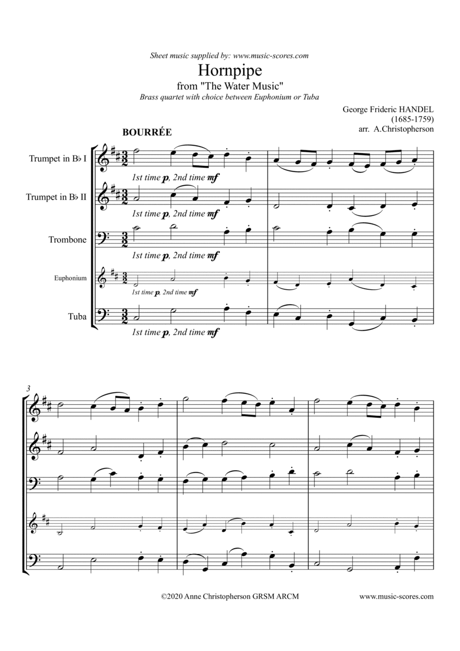 Hornpipe from the Water Music - Brass Quartet (arr. Anne L Christopherson GRSM ARCM)