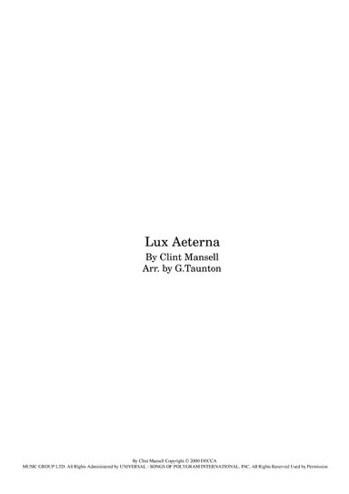 Lux Aeterna (arr. G. Taunton)