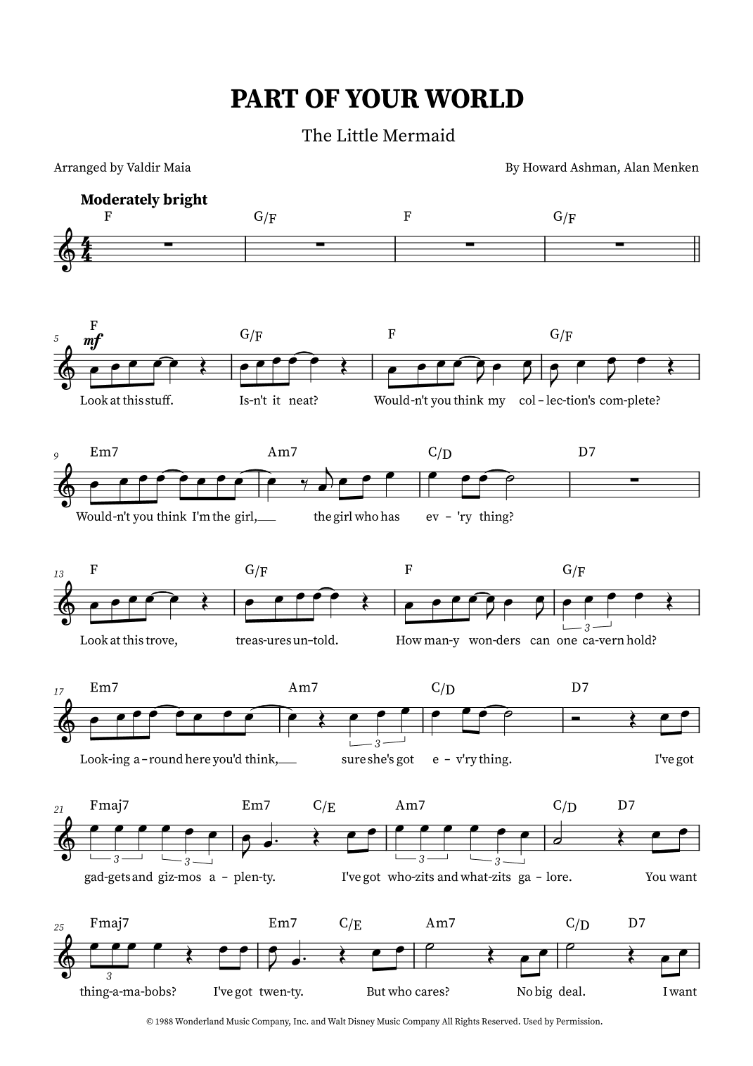 Part Of Your World (arr. Valdir Maia)