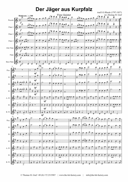Der Jäger aus Kurpfalz - German March/Octoberfest - Flute Quintet (arr. Thomas H. Graf)