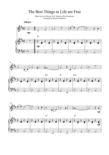The Best Things in Life are Free (arr. Kaiserin Rebecca)