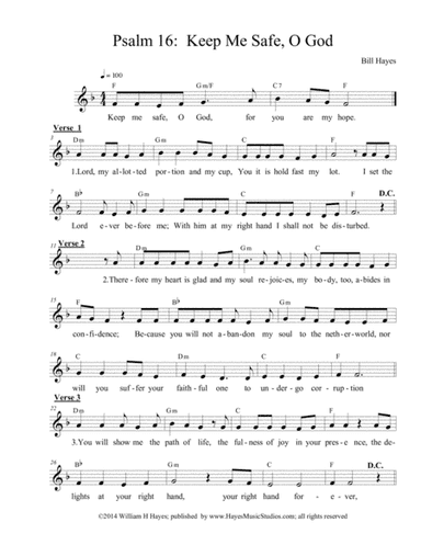 Psalm 16:  Keep Me Safe, O God