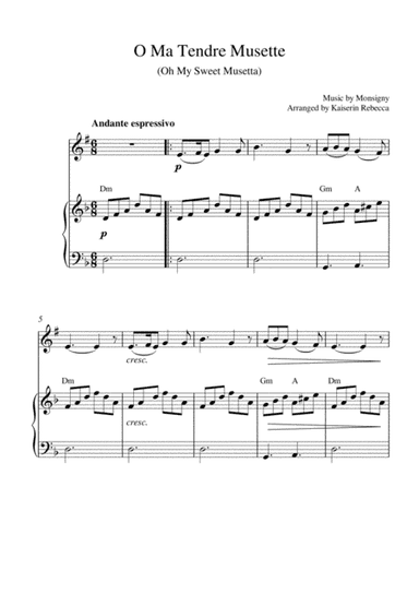 O Ma Tendre Musette (Oh My Sweet Musetta) (tenor sax solo and piano accompaniment) (arr. Kaiserin Rebecca)