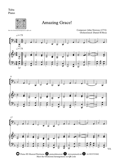 Amazing Grace How Sweet the sound - Easy Tuba and Piano (arr. Daniel H Rosa)